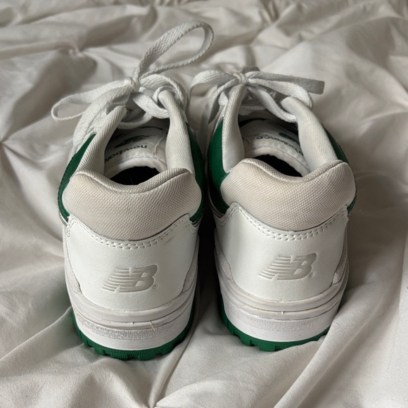 New Balance 550 White with Green Accents Sneakers - Picture 2 of 3
